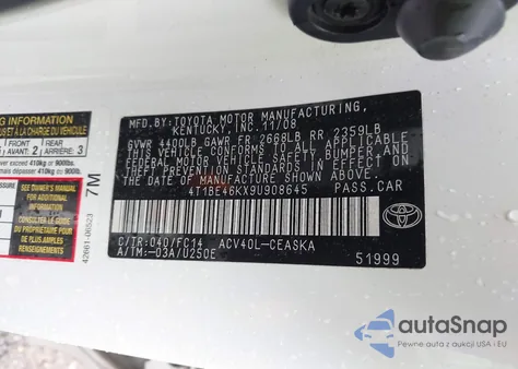 2009 Toyota Camry Se из США, поврежденный, VIN 4T1BE46KX9U908645